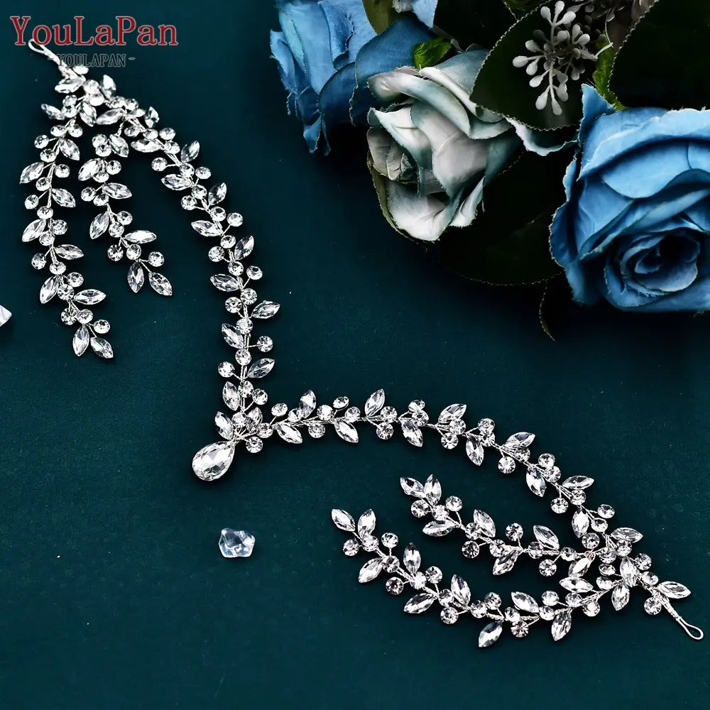 YouLaPan Sparkling Rhinestone Forehead Hairpiece for Bridal Jewelry Hair Accessories Woman Dress Headwear Bride Gift HP599