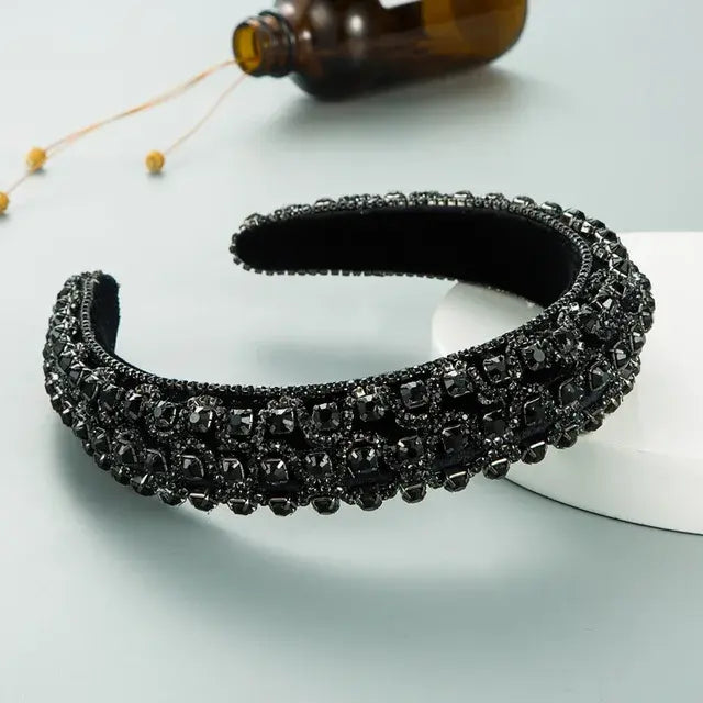 1Pcs Boho Fashion Rhinestone Hair Hoop Shiny Wide Brim Baroque Headband Women's Wedding Headwear Accessories 2022 New