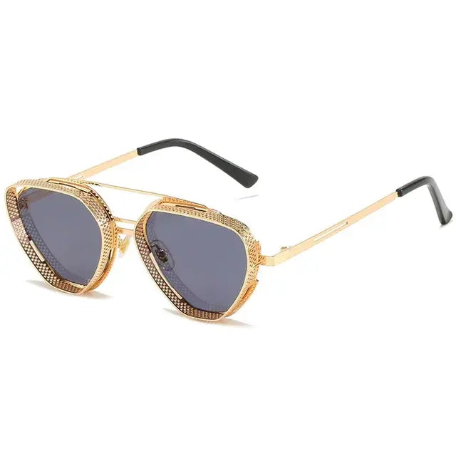 Steampunk Sunglasses New Retro Men Ladies Metal Hollow Frame Fashion Glasses Brand Designer High Quality Sunglasses UV400