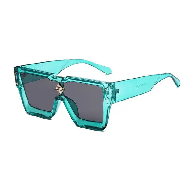 SHAUNA Luxury Crystal Oversized Women Square Sunglasses Trending Men Shades UV400