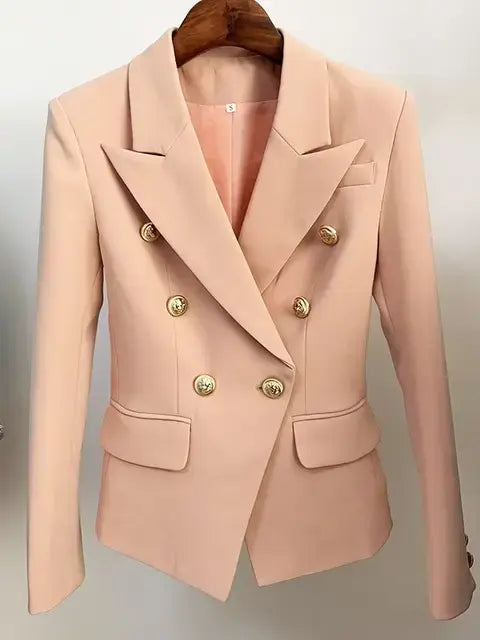 TOP QUALITY New Fashion 2024 Designer Jacket Women's Classic Double Breasted Metal Lion Buttons Blazer Outer Size S-5XL