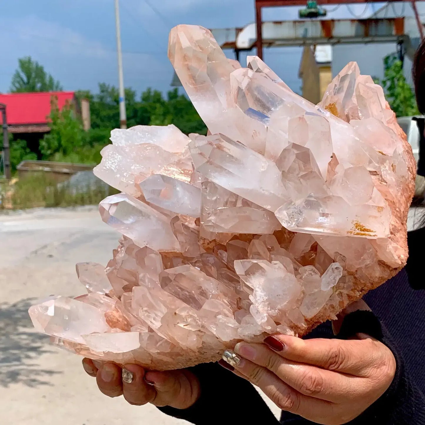 Natural Transparent White Quartz Crystal Cluster Specimen Healing