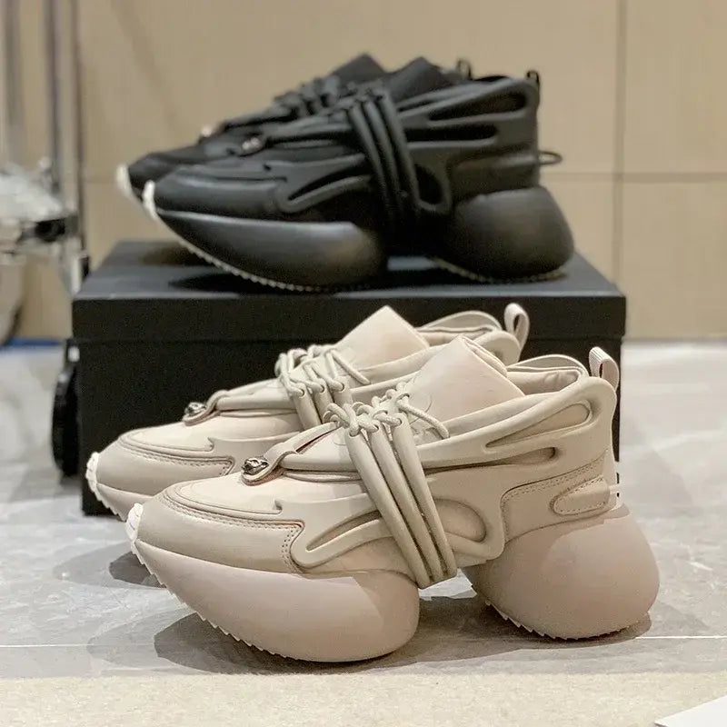 Women Sneakers Genuine leather Platform Sneakers Women Casual Shoes Chunky Sneaker 6CM Increase Designer Thick Sole Dad Shoes