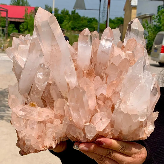 Natural Transparent White Quartz Crystal Cluster Specimen Healing