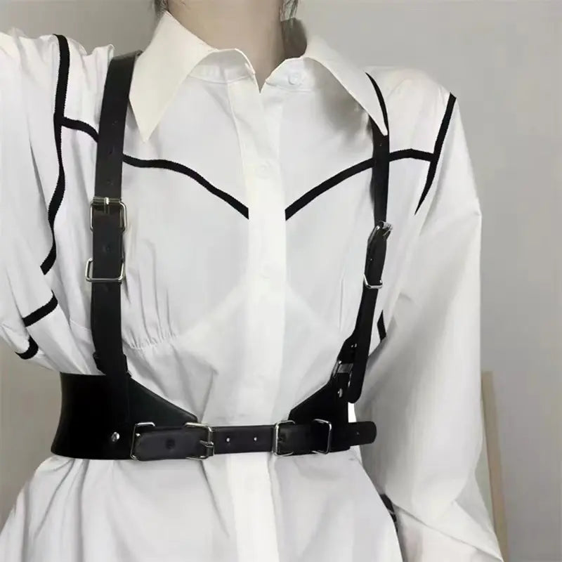 Punk Leather Harness Belt Leather Suspender Belt Steampunk Underbust Corset With Strap Waistcoat Clubwear To Wear Out