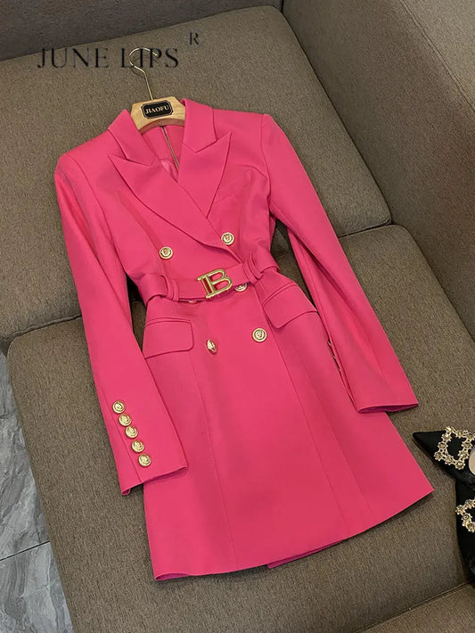 JUNE  LIPS Autumn and Winter 2022 New Fashion Slim Long Sleeve Temperament Commuter Suit Dress Celebrity Coat Top Wholesale