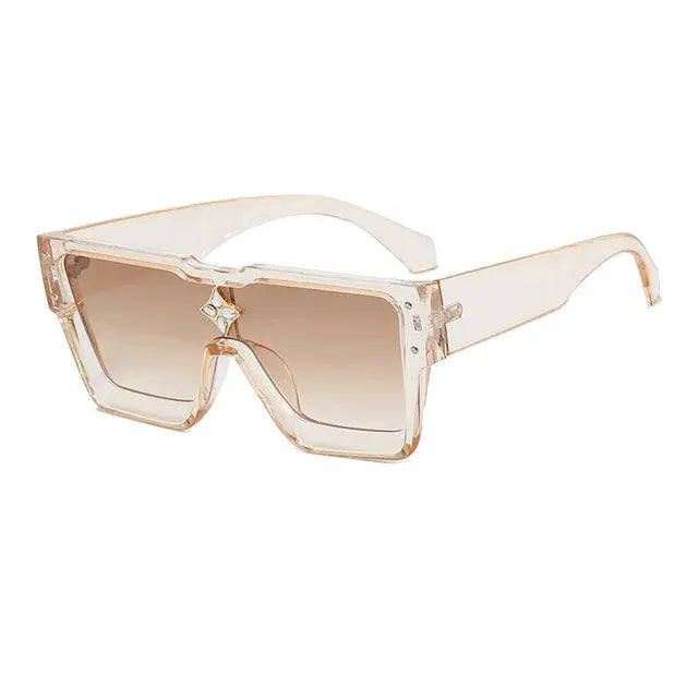 SHAUNA Luxury Crystal Oversized Women Square Sunglasses Trending Men Shades UV400