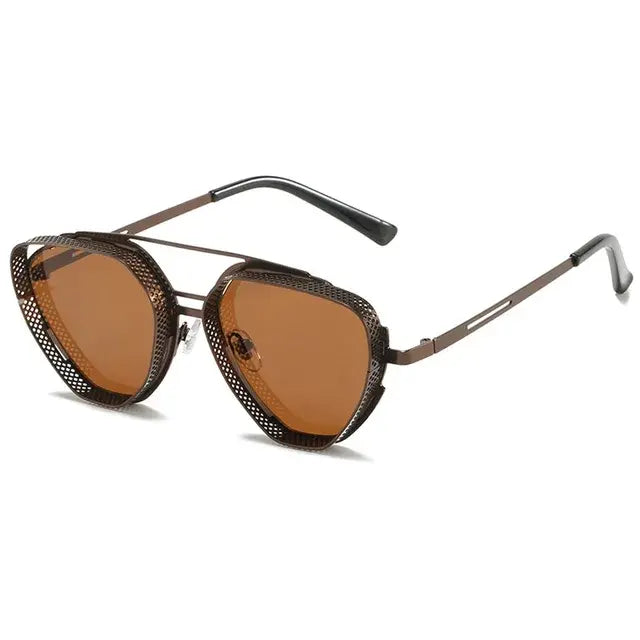 Steampunk Sunglasses New Retro Men Ladies Metal Hollow Frame Fashion Glasses Brand Designer High Quality Sunglasses UV400