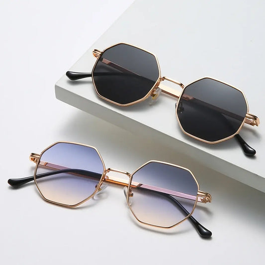 Vintage Polygonal Metal Sunglasses Fashion New Brand Design Sunglasses Ladies Retro Classic Trend Luxury Ravel Eyewear Uv400