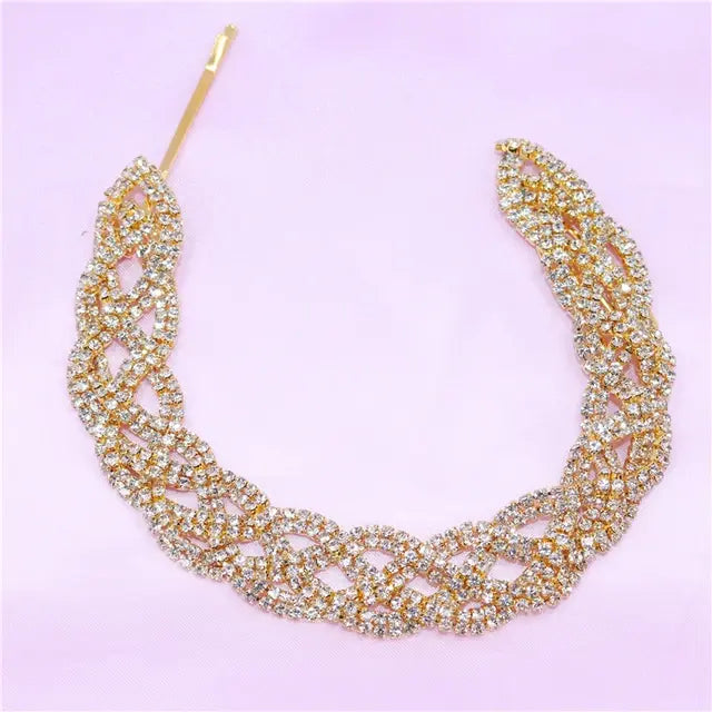 Bohemian Style Rhinestone Twist Headpiece Bridal Hair Chain Accesories for Wedding Crystal Head Chain Jewelry Hair Decoration