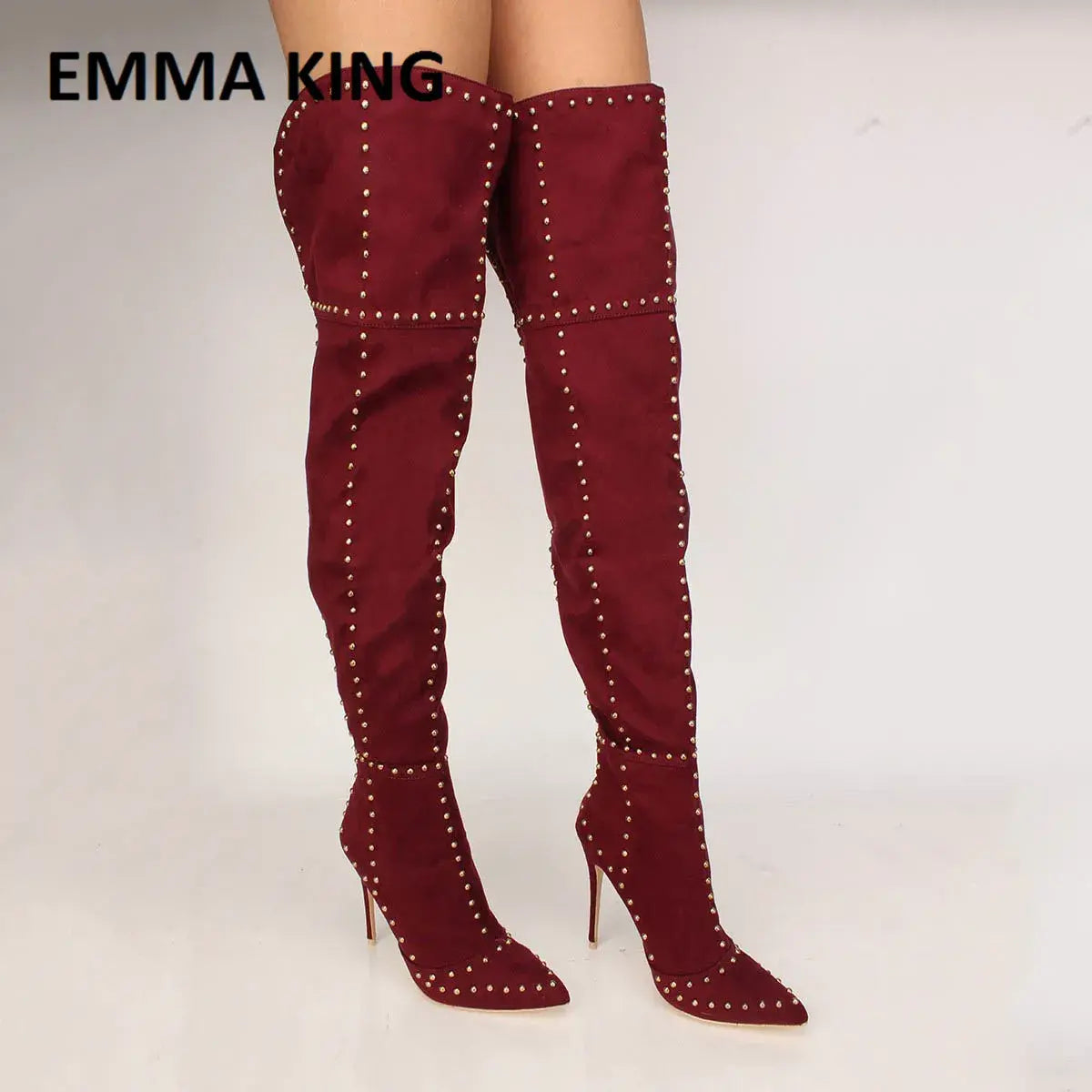 Autumn Winter Women Long Boots Sexy Suede Studded Rivets Over the Knee Thigh High Boots 2020 New Women Shoes Botas Altas Mujer