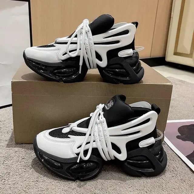 Women Sneakers Genuine leather Platform Sneakers Women Casual Shoes Chunky Sneaker 6CM Increase Designer Thick Sole Dad Shoes