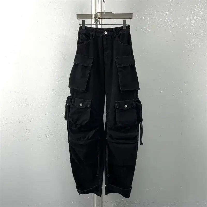 Spring 2024 New in Women's Jeans Washed Process  Fashion Worn-out Cargo Pants Big Name Cotton Straight Trousers y2k Clothes