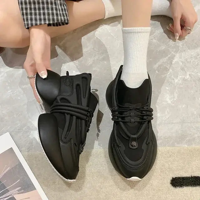 Women Sneakers Genuine leather Platform Sneakers Women Casual Shoes Chunky Sneaker 6CM Increase Designer Thick Sole Dad Shoes