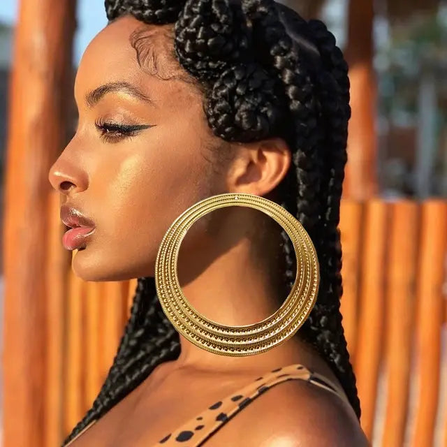 African Women Copper Drop Earrings Gold Color Round Earrings For Women Earrings Trend Jewelry Gift Wedding Jewelry Accessories