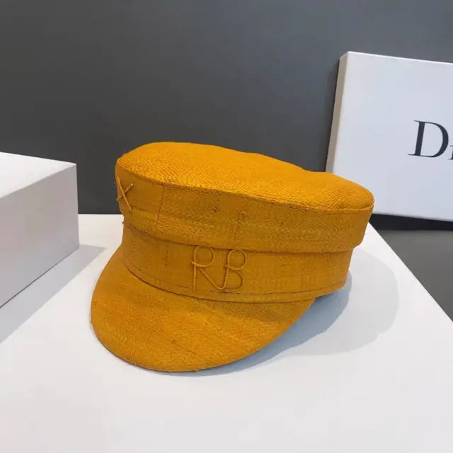 Duffle material octagonal hat autumn and winter new style casual and versatile flat-top peaked hat with face  boina mujer