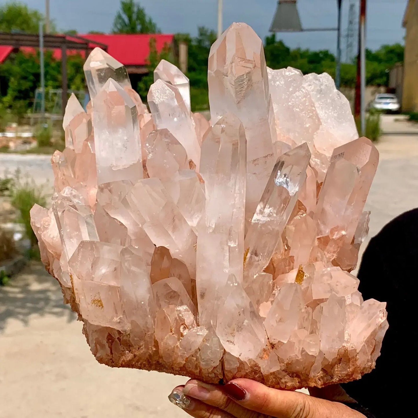 Natural Transparent White Quartz Crystal Cluster Specimen Healing