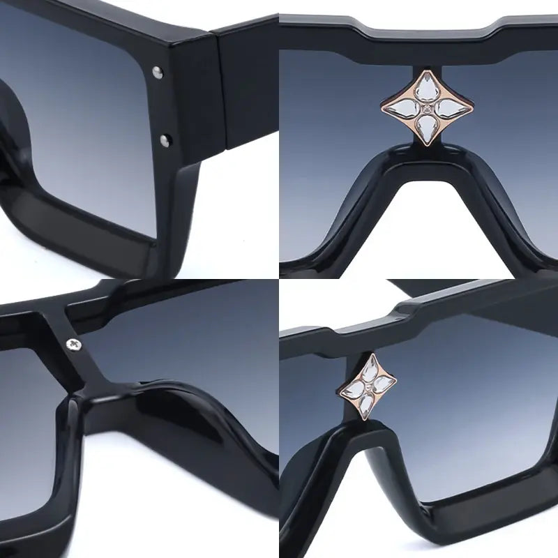 SHAUNA Luxury Crystal Oversized Women Square Sunglasses Trending Men Shades UV400