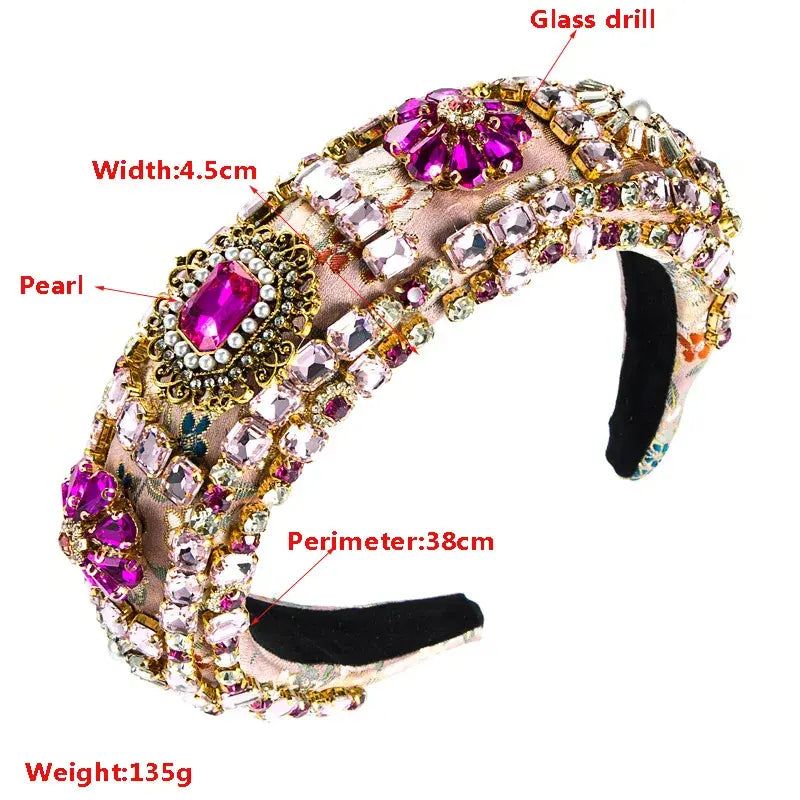 1Pcs Boho Fashion Rhinestone Hair Hoop Shiny Wide Brim Baroque Headband Women's Wedding Headwear Accessories 2022 New