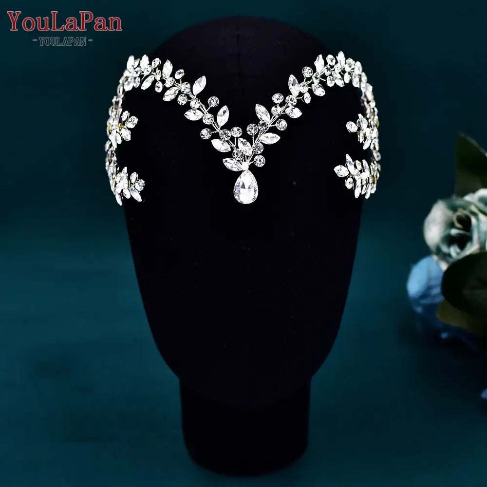 YouLaPan Sparkling Rhinestone Forehead Hairpiece for Bridal Jewelry Hair Accessories Woman Dress Headwear Bride Gift HP599