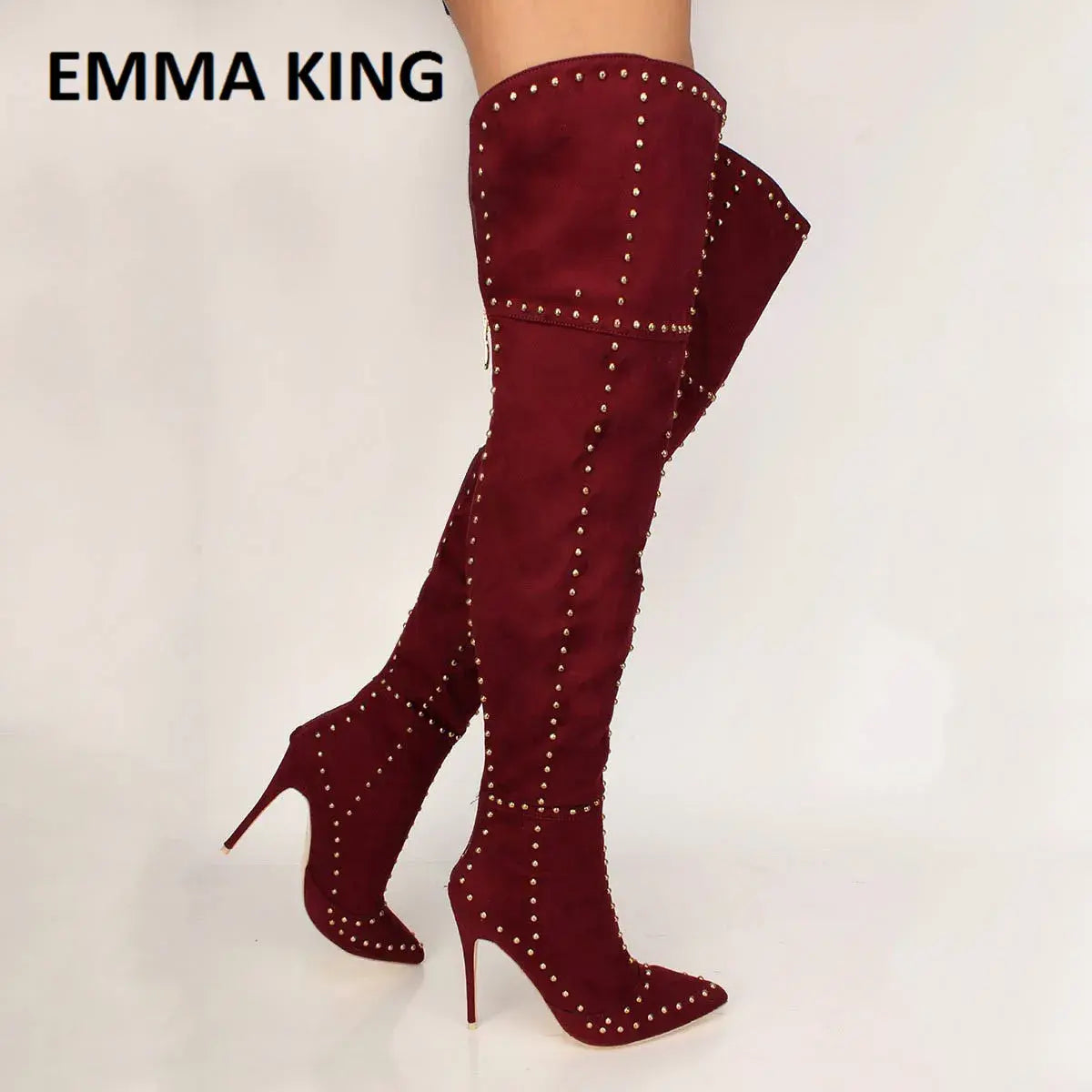 Autumn Winter Women Long Boots Sexy Suede Studded Rivets Over the Knee Thigh High Boots 2020 New Women Shoes Botas Altas Mujer