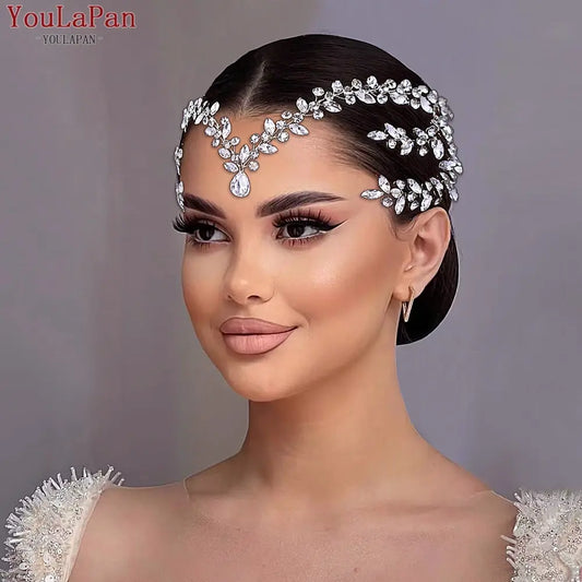 YouLaPan Sparkling Rhinestone Forehead Hairpiece for Bridal Jewelry Hair Accessories Woman Dress Headwear Bride Gift HP599