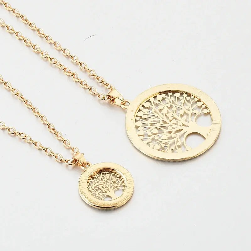 CHICVIE New Round Shape Tree Of Life Layered Necklace Pendants Gold Jewelry Chain Statement Stainless Steel Necklaces SNE180062