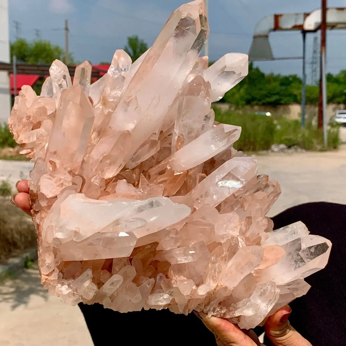 Natural Transparent White Quartz Crystal Cluster Specimen Healing