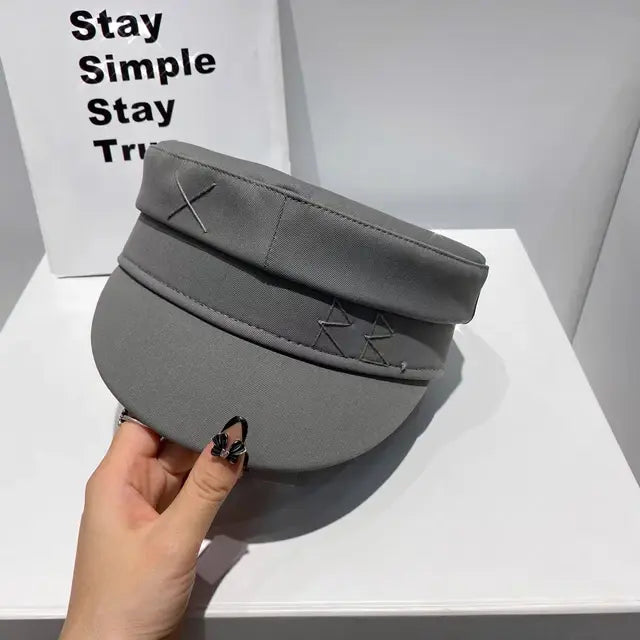 Duffle material octagonal hat autumn and winter new style casual and versatile flat-top peaked hat with face  boina mujer