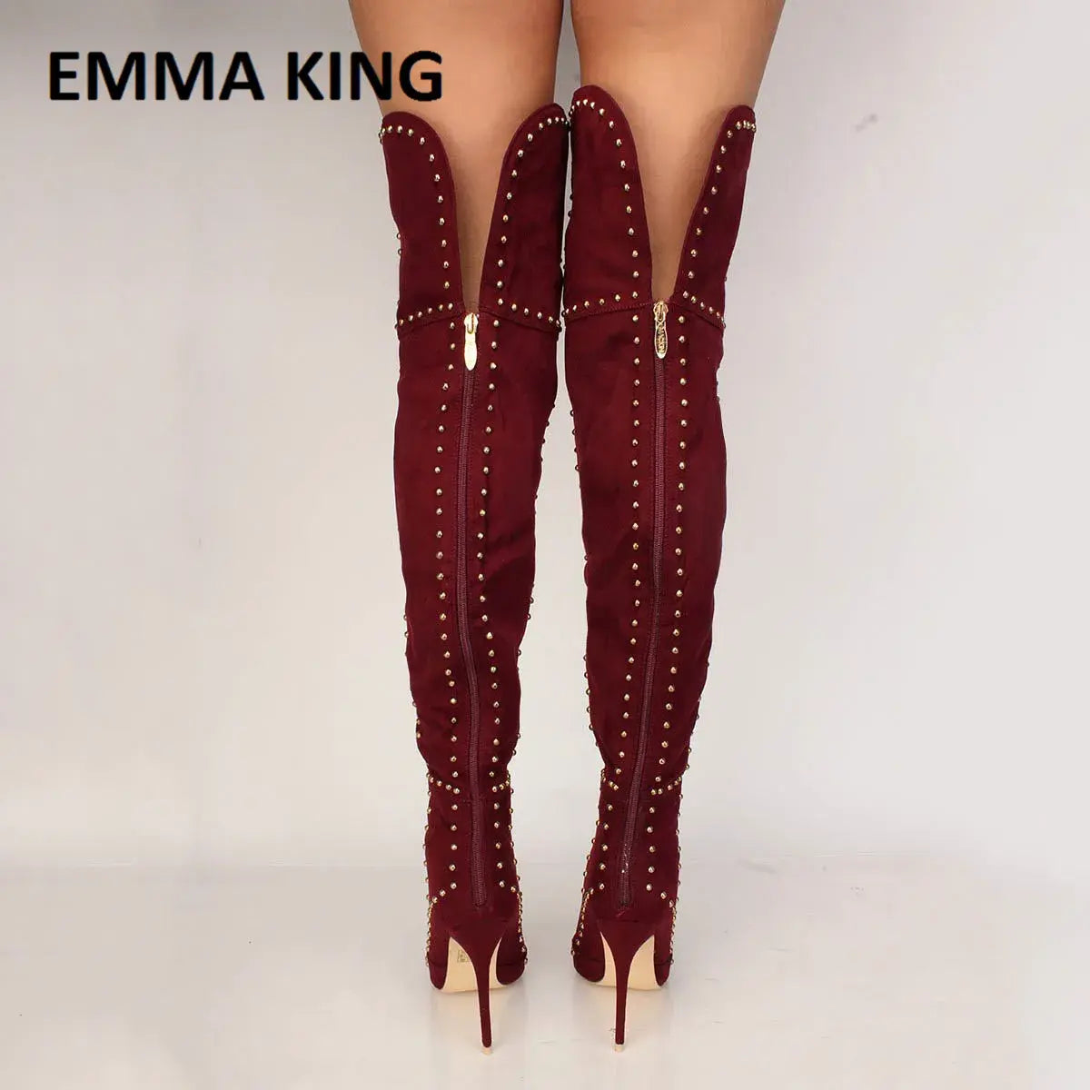 Autumn Winter Women Long Boots Sexy Suede Studded Rivets Over the Knee Thigh High Boots 2020 New Women Shoes Botas Altas Mujer