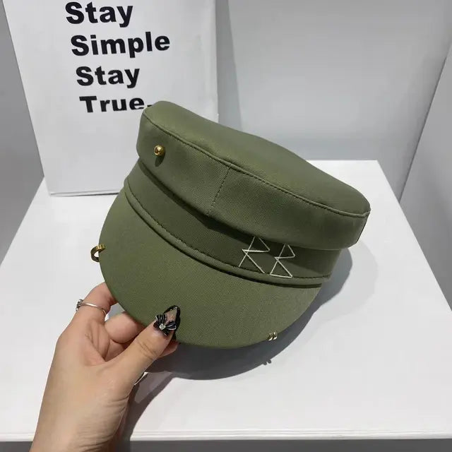 Duffle material octagonal hat autumn and winter new style casual and versatile flat-top peaked hat with face  boina mujer