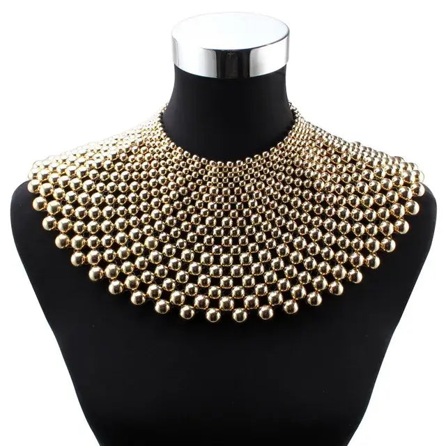 Africa Egypt Chain Handmade Bead Chunky Big Pendant Necklace for Women Ball Braided Metal Choker Collar Necklace Accessores