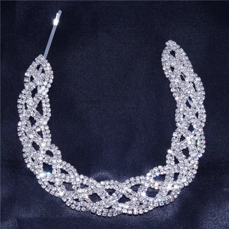 Bohemian Style Rhinestone Twist Headpiece Bridal Hair Chain Accesories for Wedding Crystal Head Chain Jewelry Hair Decoration